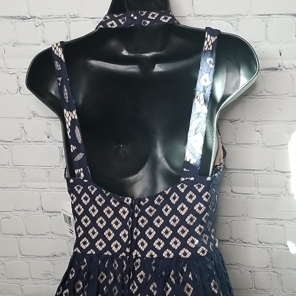 Jodi Kristopher dress navy blue lace overlay nwt - Picture 6 of 10